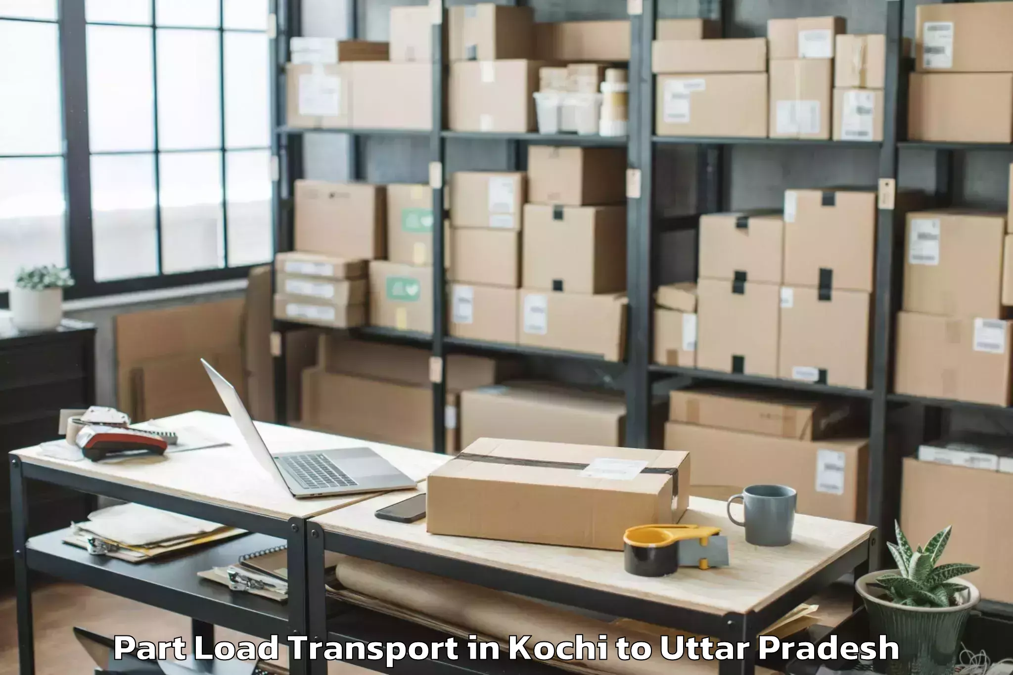 Book Kochi to Uttar Pradesh University Of Me Part Load Transport Online